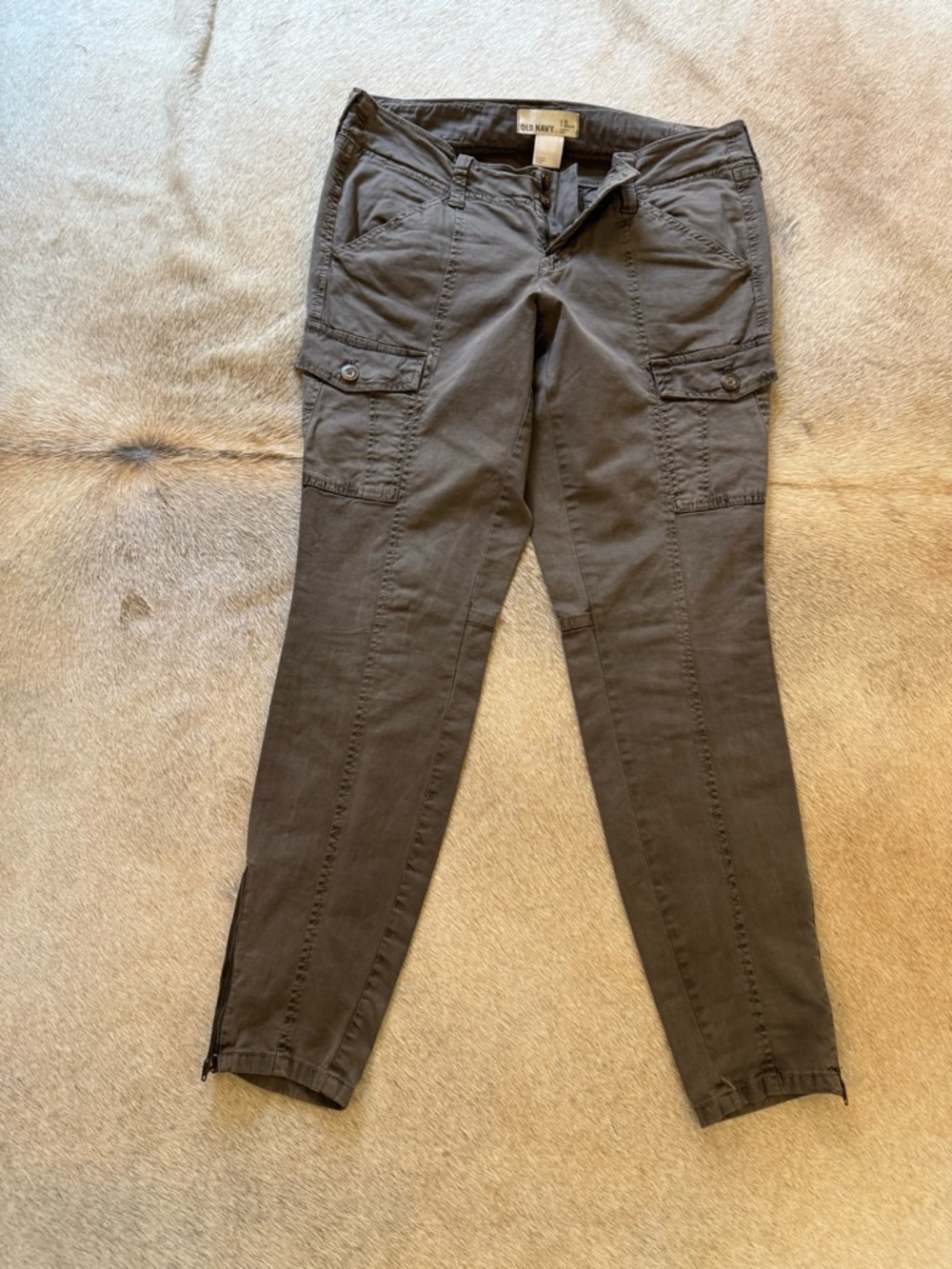 Old Navy Dark Olive Cargo Ankle Zip Tapered Pants